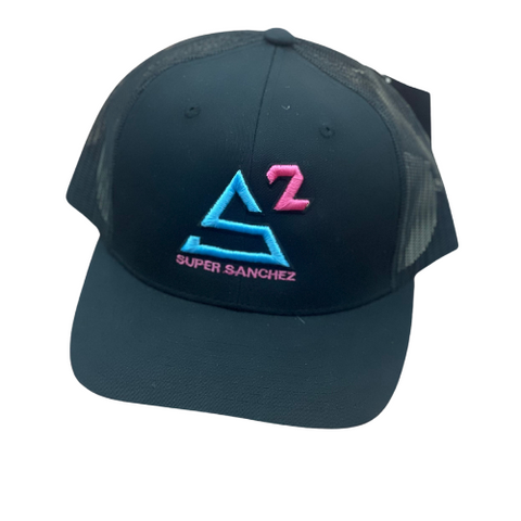 Trucker Hat Black  (Pink + Blue + Pink)